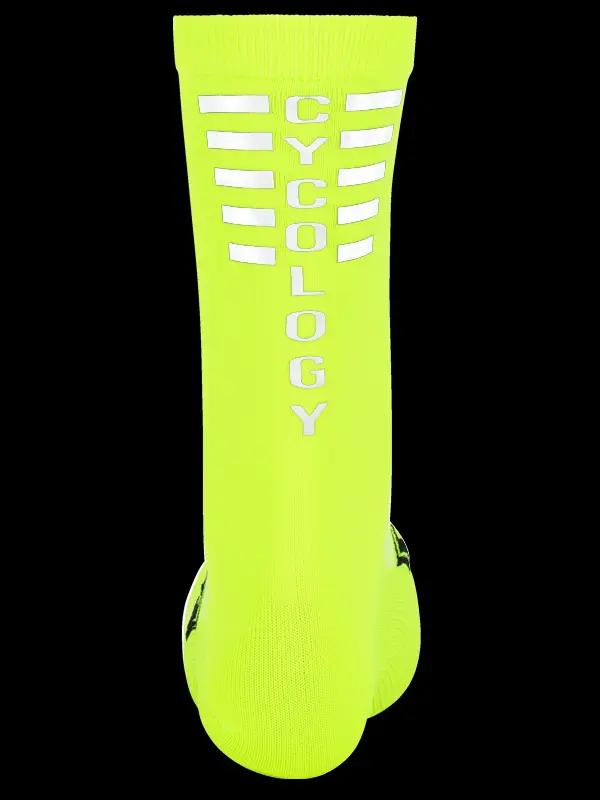 Cycology Reflective Logo Cycling Socks Lime - Image 3