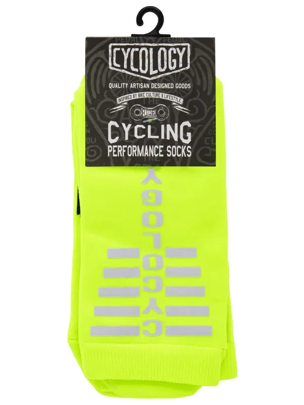 Cycology Reflective Logo Cycling Socks Lime - Image 4
