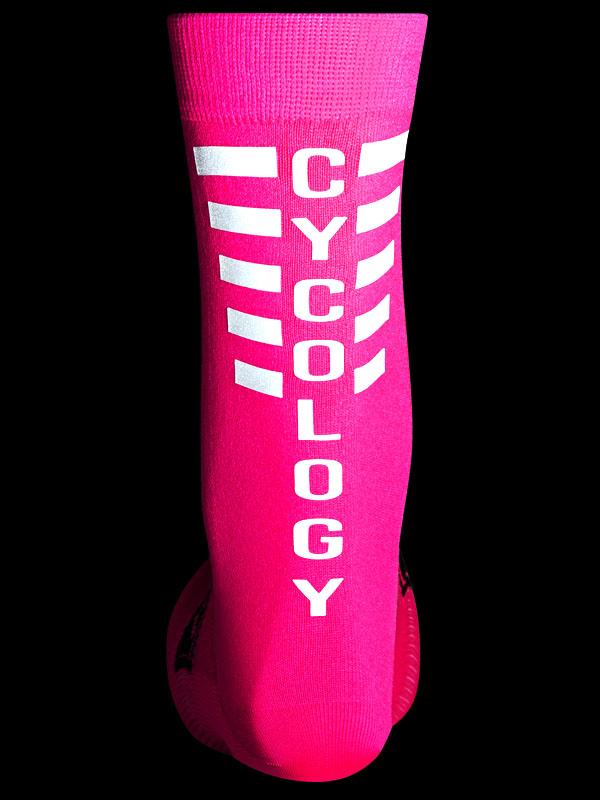 Cycology Reflective Logo Cycling Socks Pink - Image 3