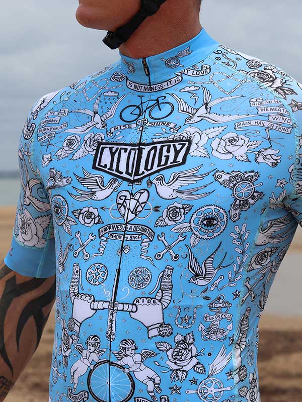 Velo Tattoo Men's Classic Jersey Blue - Image 3